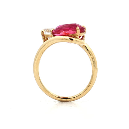 Diamond & Ruby Toi Et Moi Cocktail Ring 18k Yellow Gold