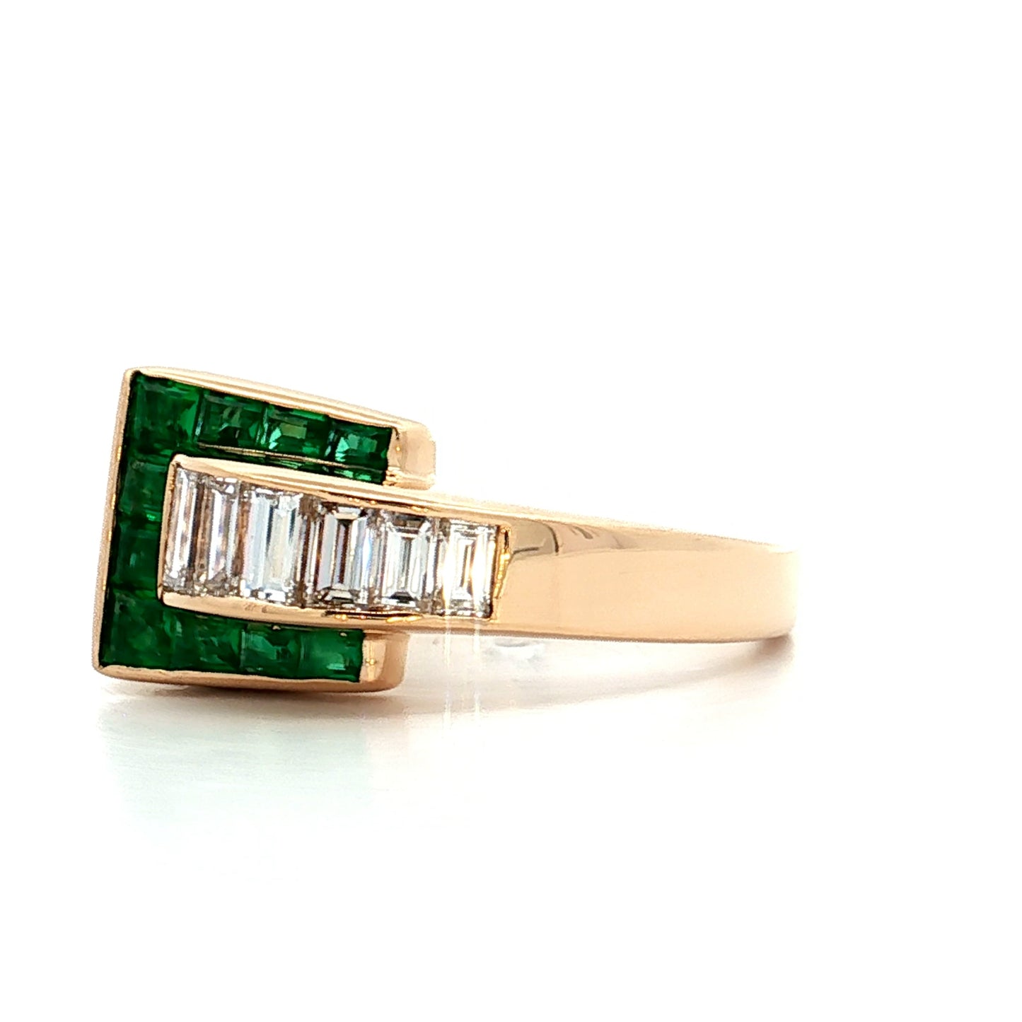 .60 Vintage 1960s Emerald & Diamond Cocktail Ring 14k
