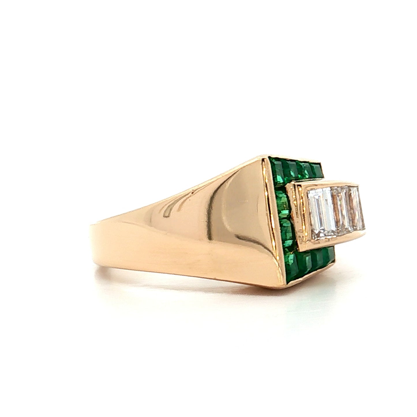 .60 Vintage 1960s Emerald & Diamond Cocktail Ring 14k