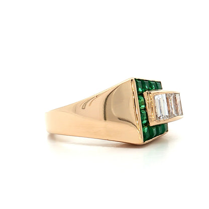 .60 Vintage 1960s Emerald & Diamond Cocktail Ring 14k