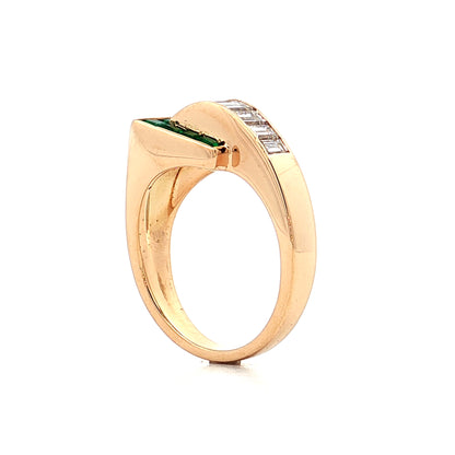 .60 Vintage 1960s Emerald & Diamond Cocktail Ring 14k