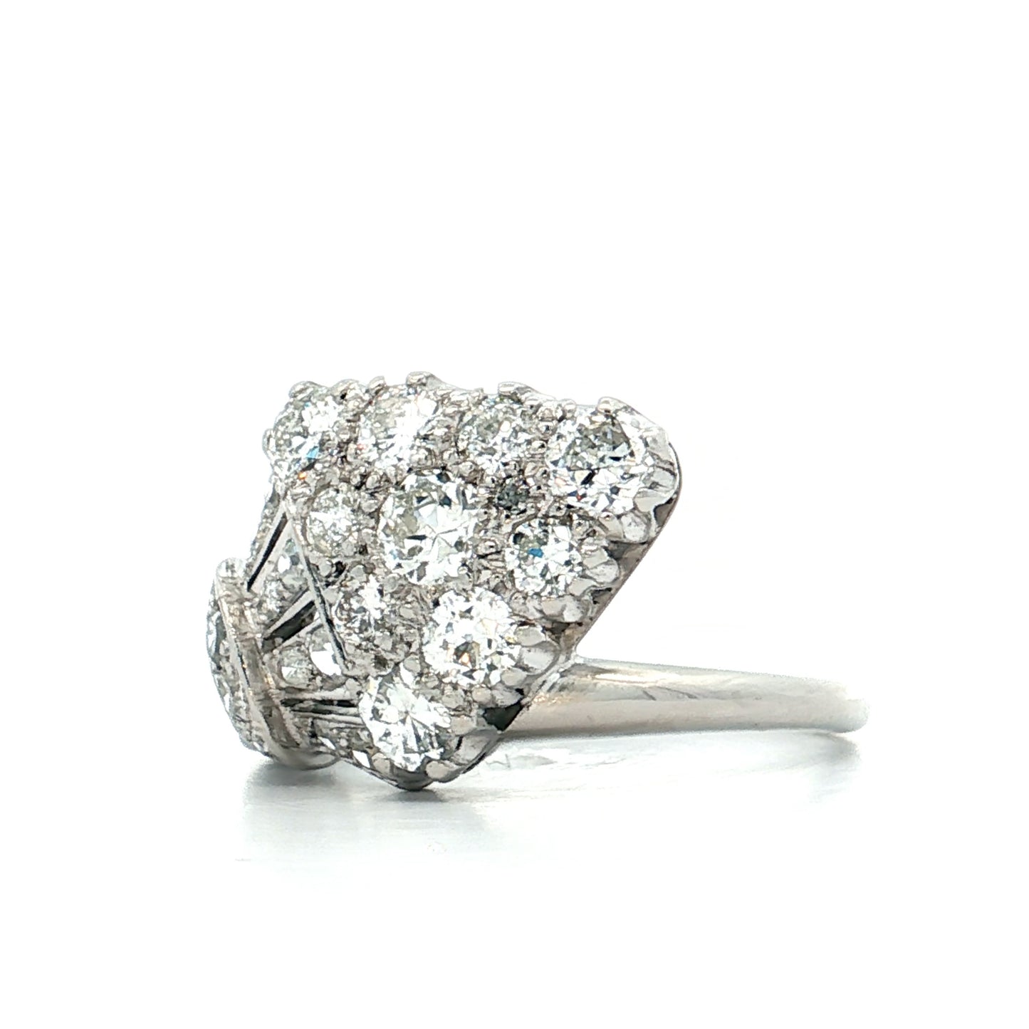 1.20 Antique Art Deco Diamond Cocktail Ring Platinum