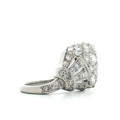 1.20 Antique Art Deco Diamond Cocktail Ring Platinum