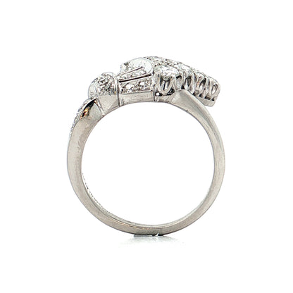 1.20 Antique Art Deco Diamond Cocktail Ring Platinum