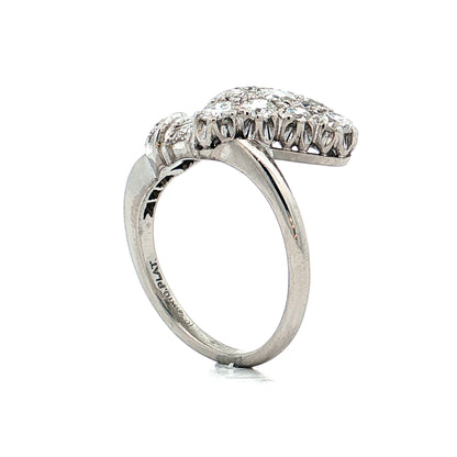 1.20 Antique Art Deco Diamond Cocktail Ring Platinum