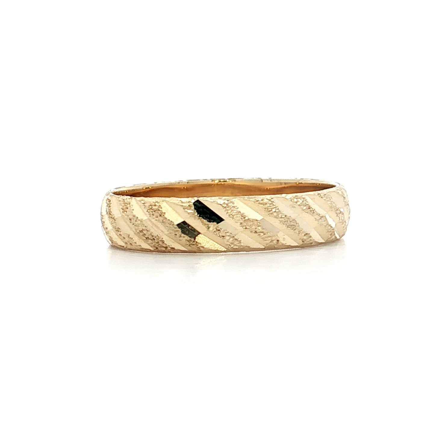 4mm Textured Half Round Wedding Band 14k