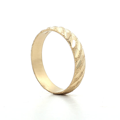 4mm Textured Half Round Wedding Band 14k