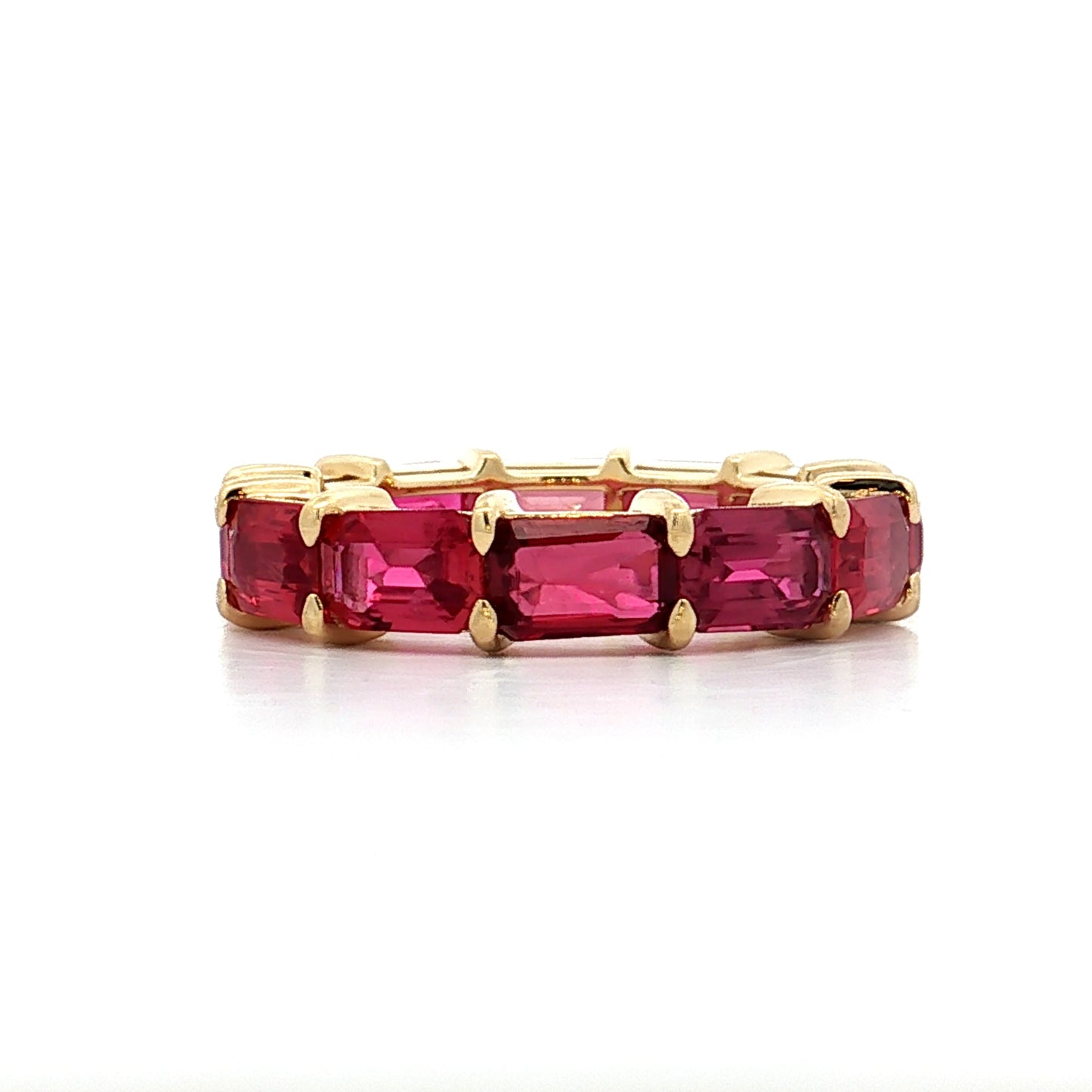 9.20 Emerald Cut Ruby Eternity Band 18k Yellow Gold