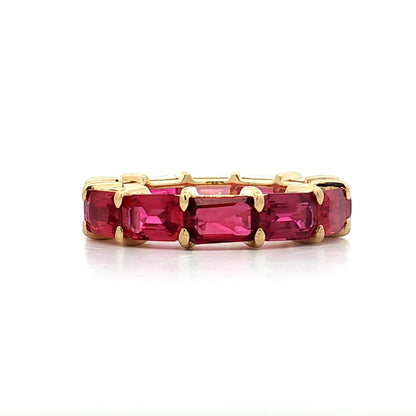 9.20 Emerald Cut Ruby Eternity Band 18k Yellow Gold
