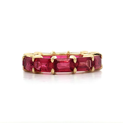 9.20 Emerald Cut Ruby Eternity Band 18k Yellow Gold