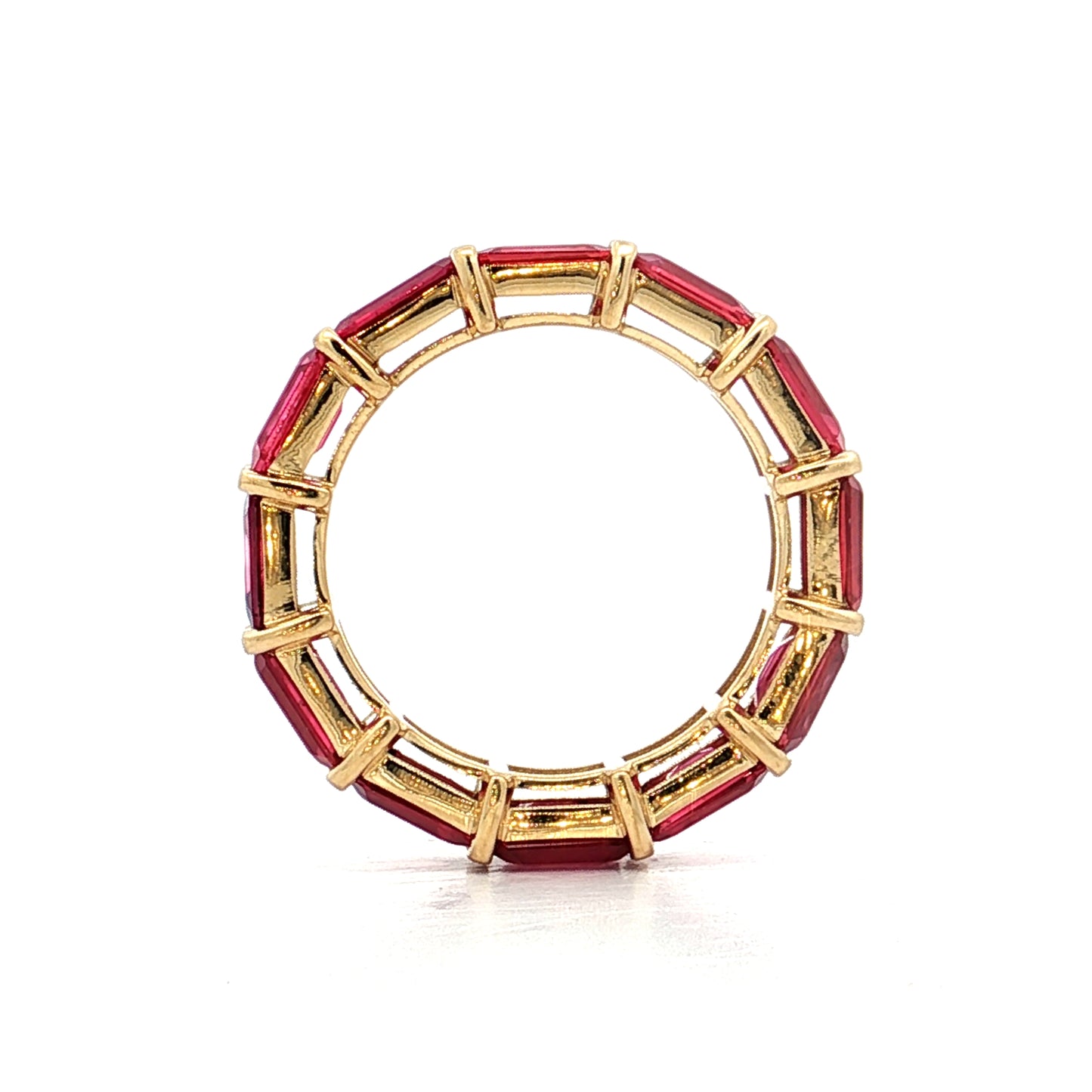 9.20 Emerald Cut Ruby Eternity Band 18k Yellow Gold