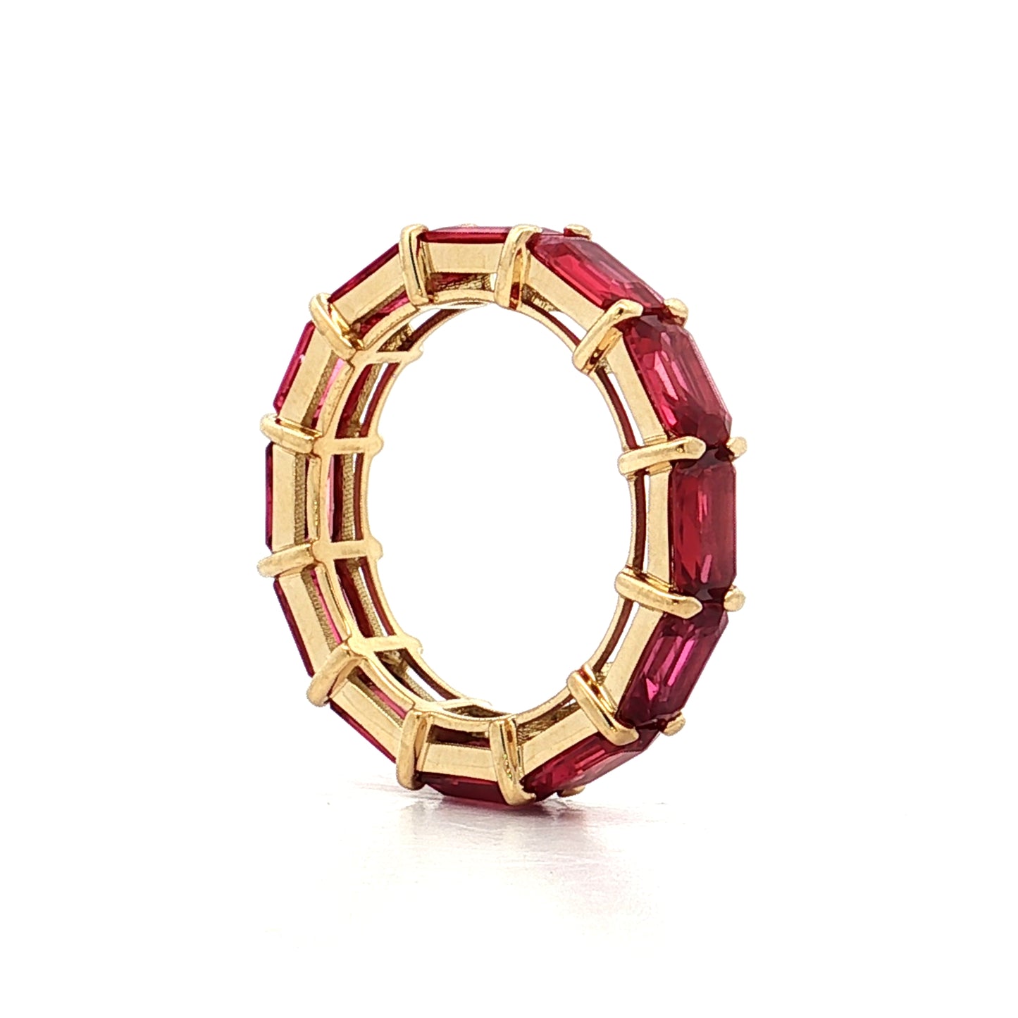 9.20 Emerald Cut Ruby Eternity Band 18k Yellow Gold