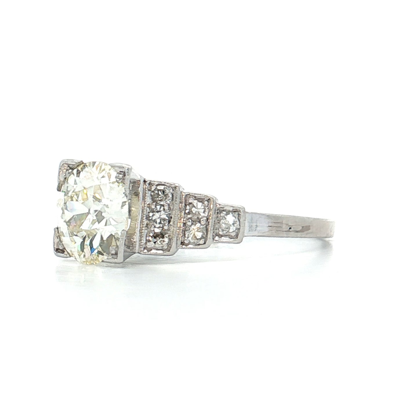 1.53 Vintage GIA Euro Diamond Engagement Ring Platinum
