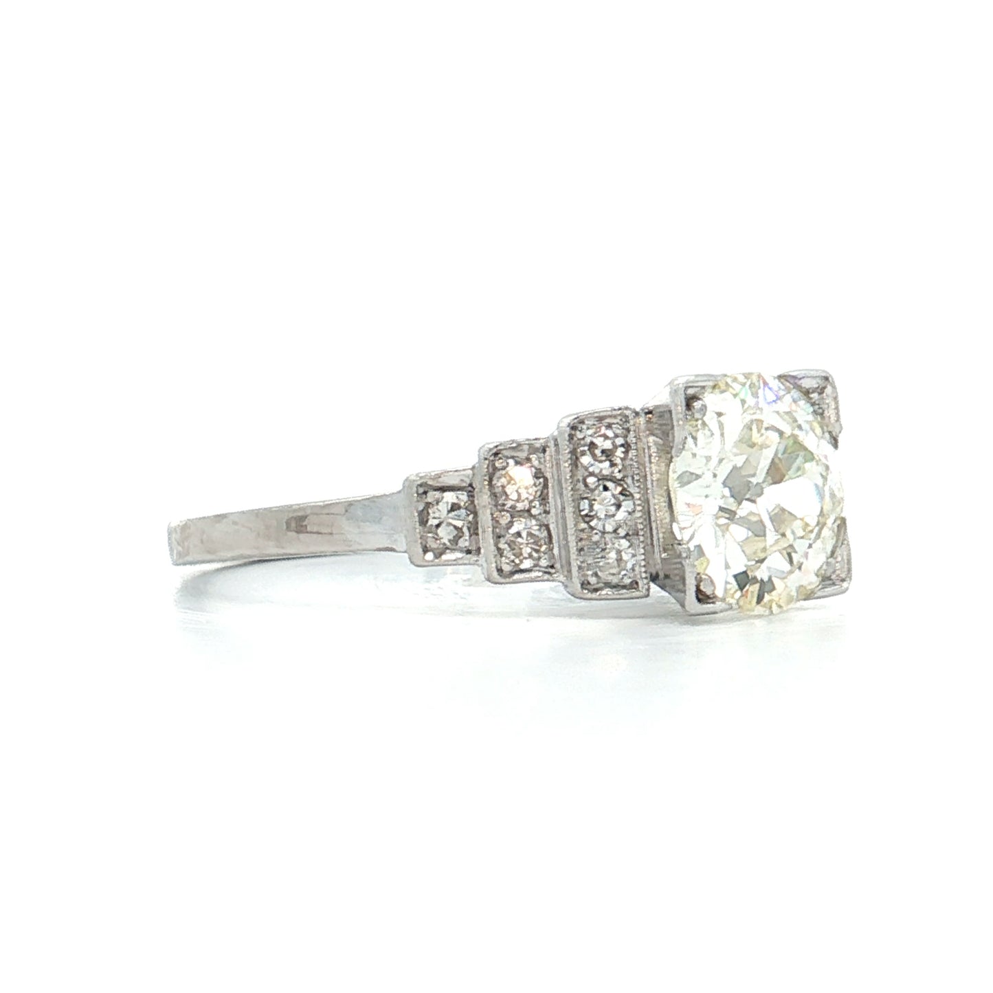 1.53 Vintage GIA Euro Diamond Engagement Ring Platinum