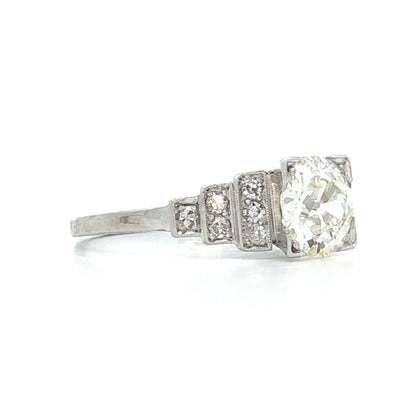 1.53 Vintage GIA Euro Diamond Engagement Ring Platinum