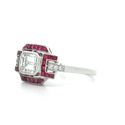 1.32 Emerald Cut Diamond Engagement Ring Platinum