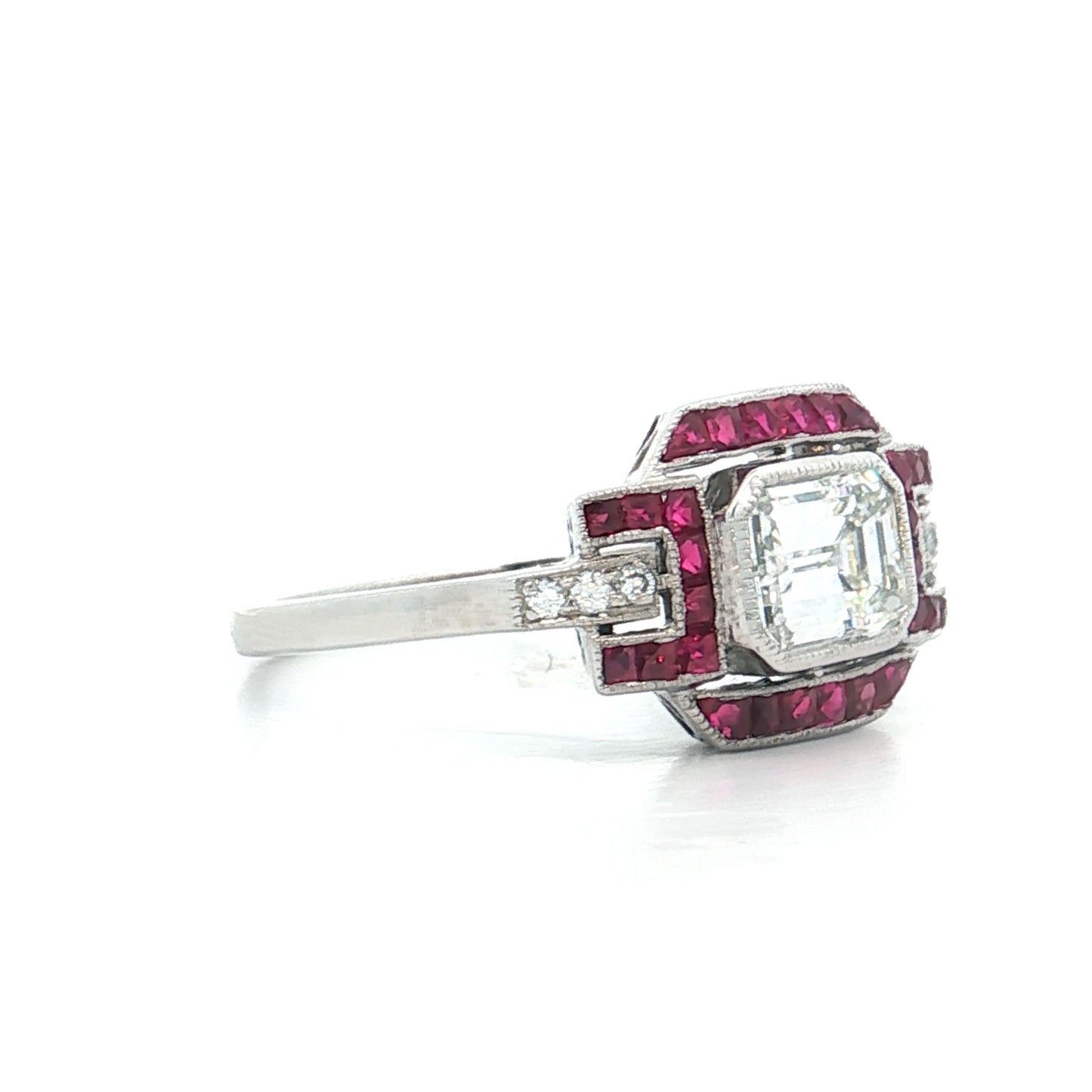 1.32 Emerald Cut Diamond Engagement Ring Platinum