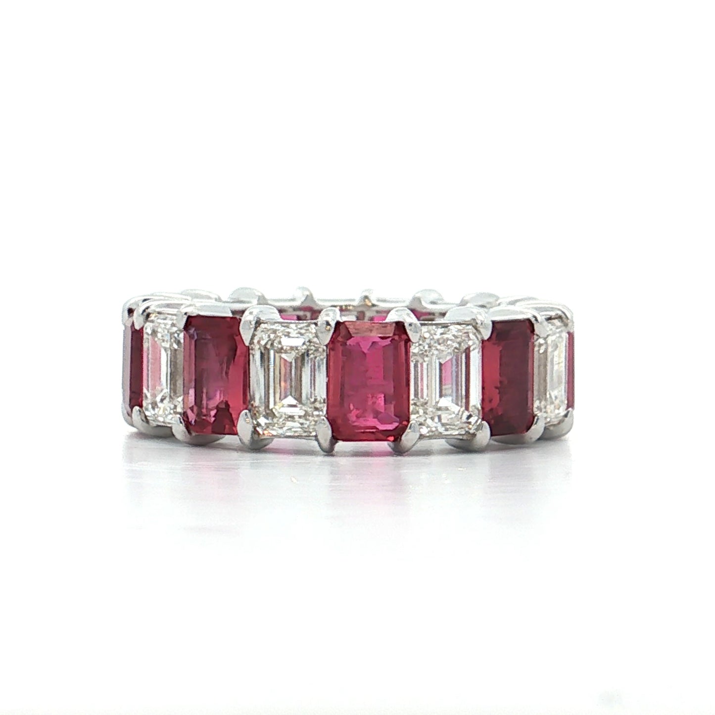 5.41 Diamond & Ruby Eternity Band 18k White Gold