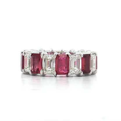 5.41 Diamond & Ruby Eternity Band 18k White Gold