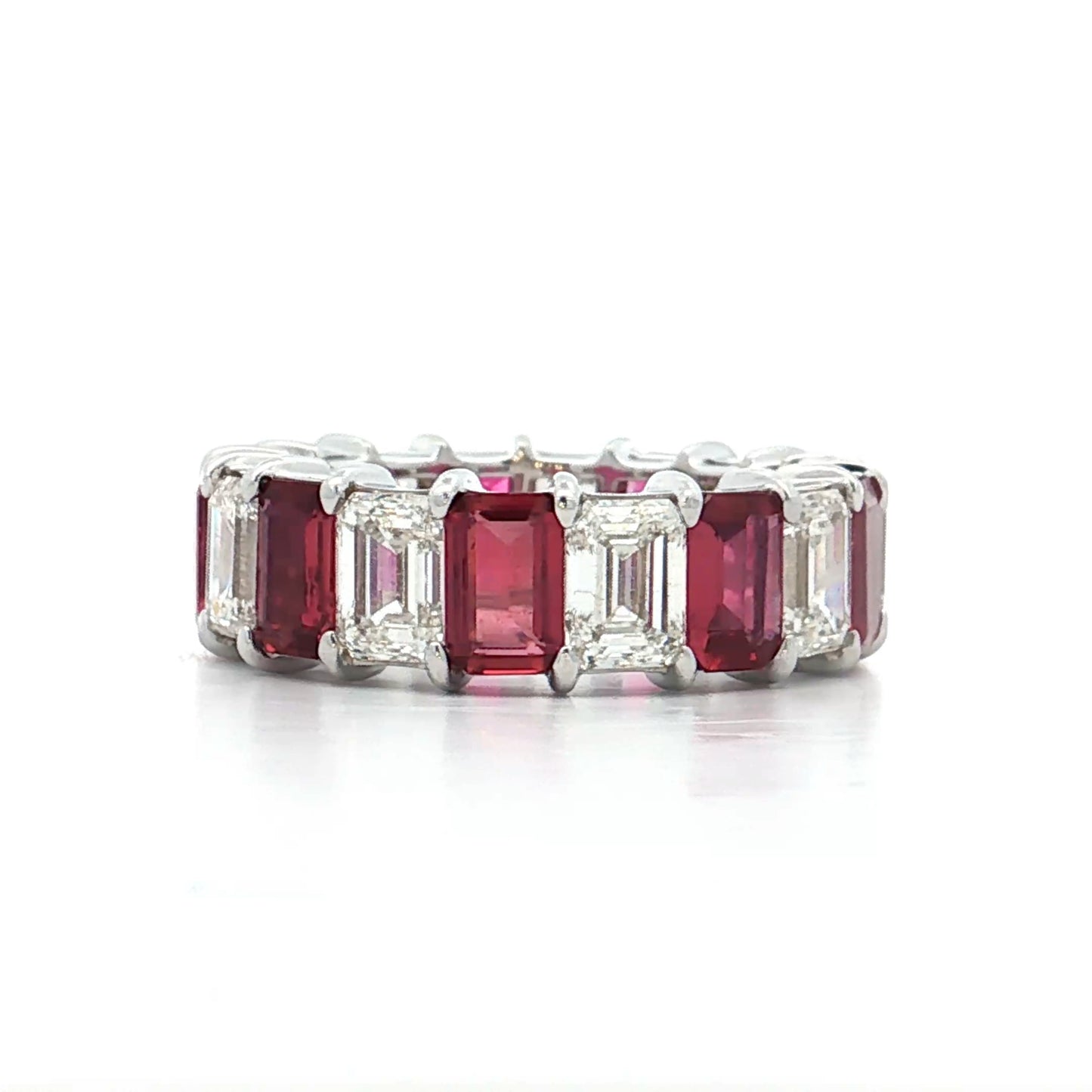 5.41 Diamond & Ruby Eternity Band 18k White Gold