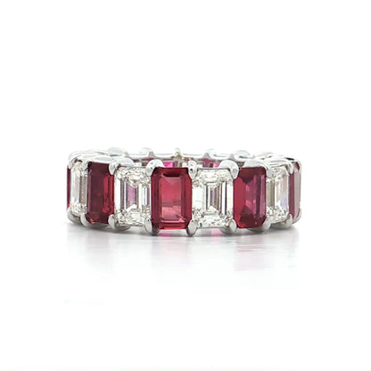 5.41 Diamond & Ruby Eternity Band 18k White Gold