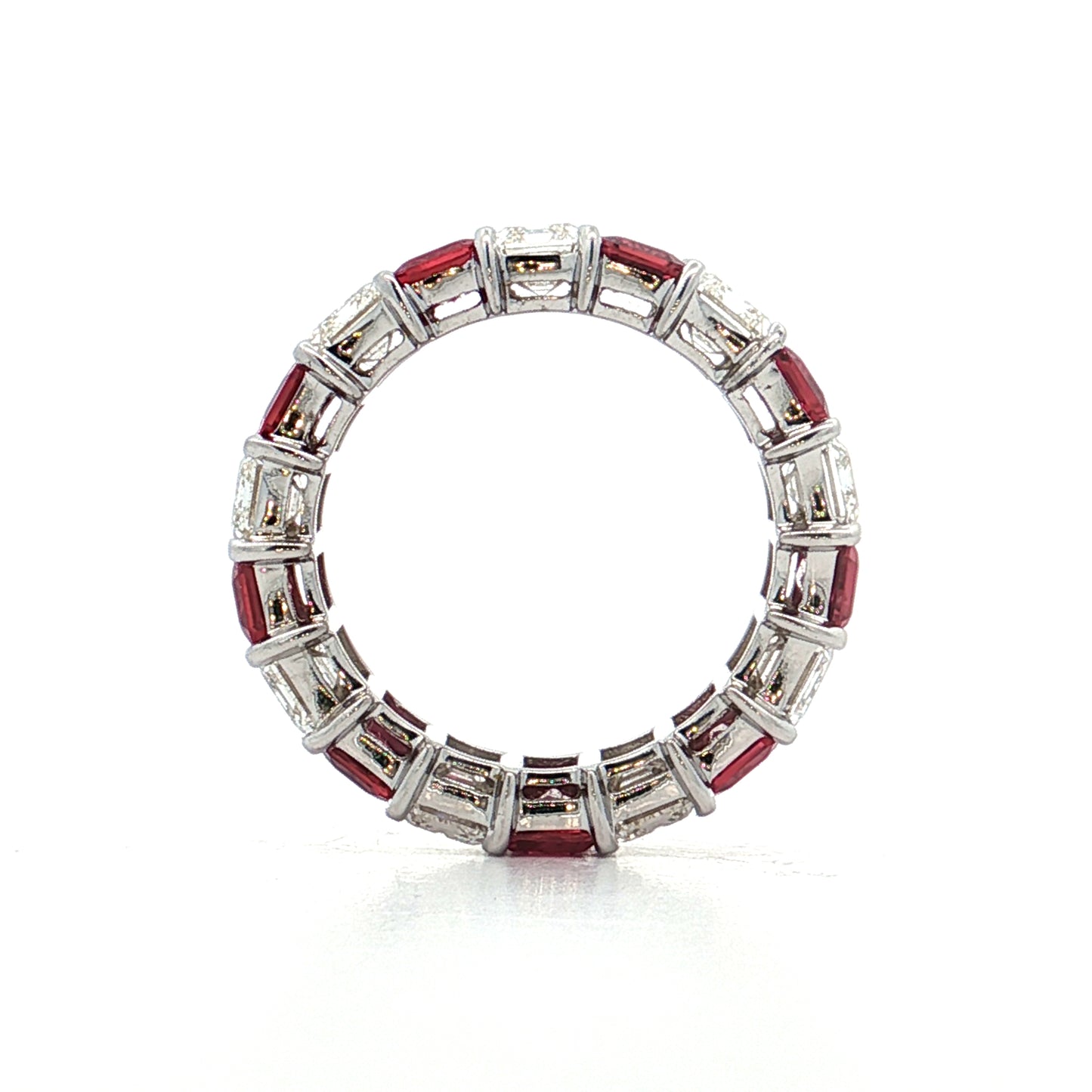 5.41 Diamond & Ruby Eternity Band 18k White Gold