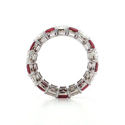 5.41 Diamond & Ruby Eternity Band 18k White Gold