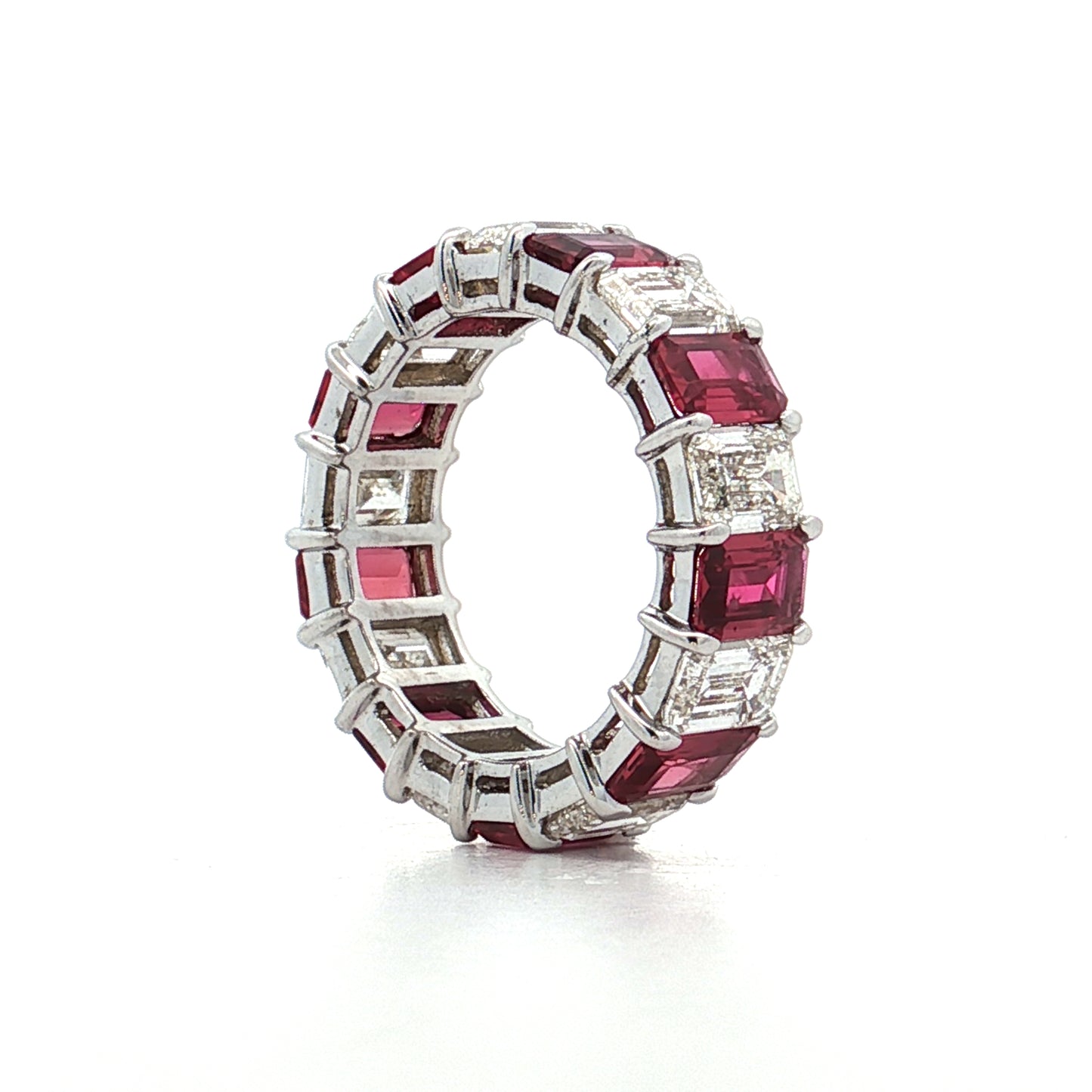 5.41 Diamond & Ruby Eternity Band 18k White Gold