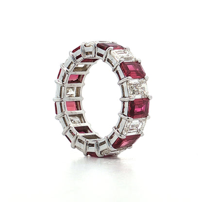 5.41 Diamond & Ruby Eternity Band 18k White Gold