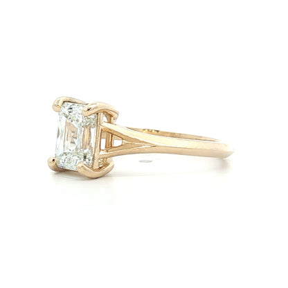 1.51 GIA Emerald Crisscut Diamond Engagement Ring 14k