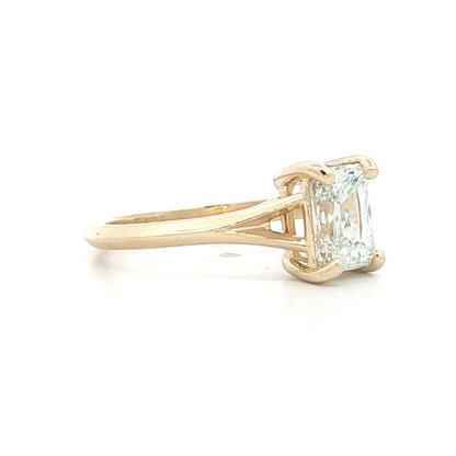 1.51 GIA Emerald Crisscut Diamond Engagement Ring 14k