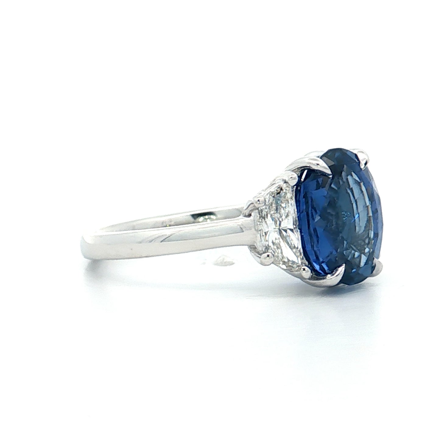 3.65 Oval Blue Sapphire Engagement Ring 18k