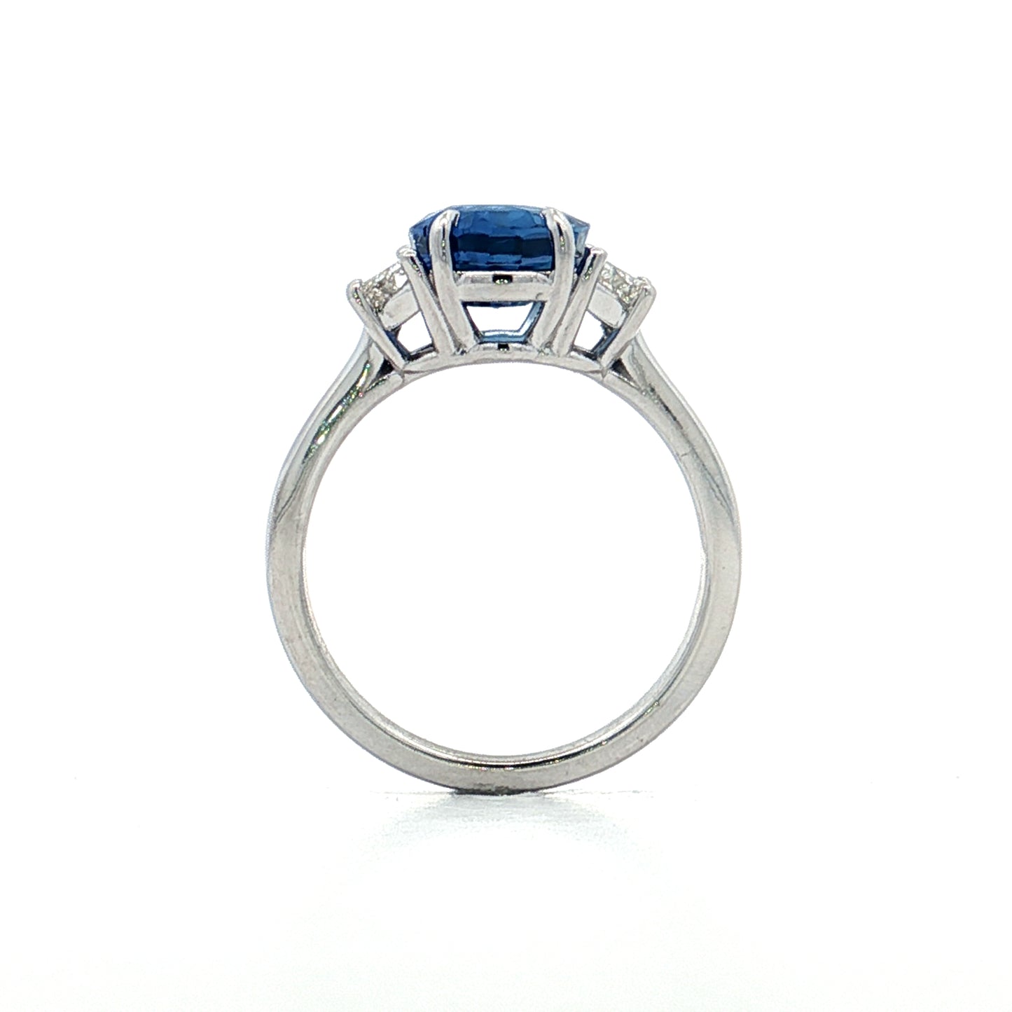 3.65 Oval Blue Sapphire Engagement Ring 18k