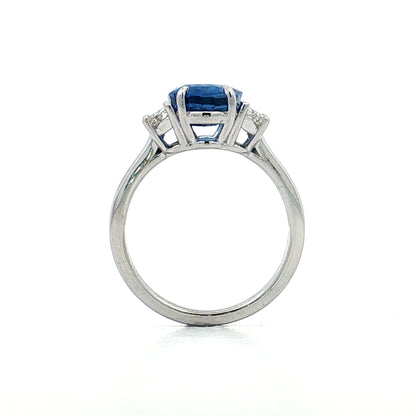 3.65 Oval Blue Sapphire Engagement Ring 18k