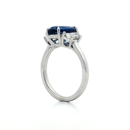 3.65 Oval Blue Sapphire Engagement Ring 18k