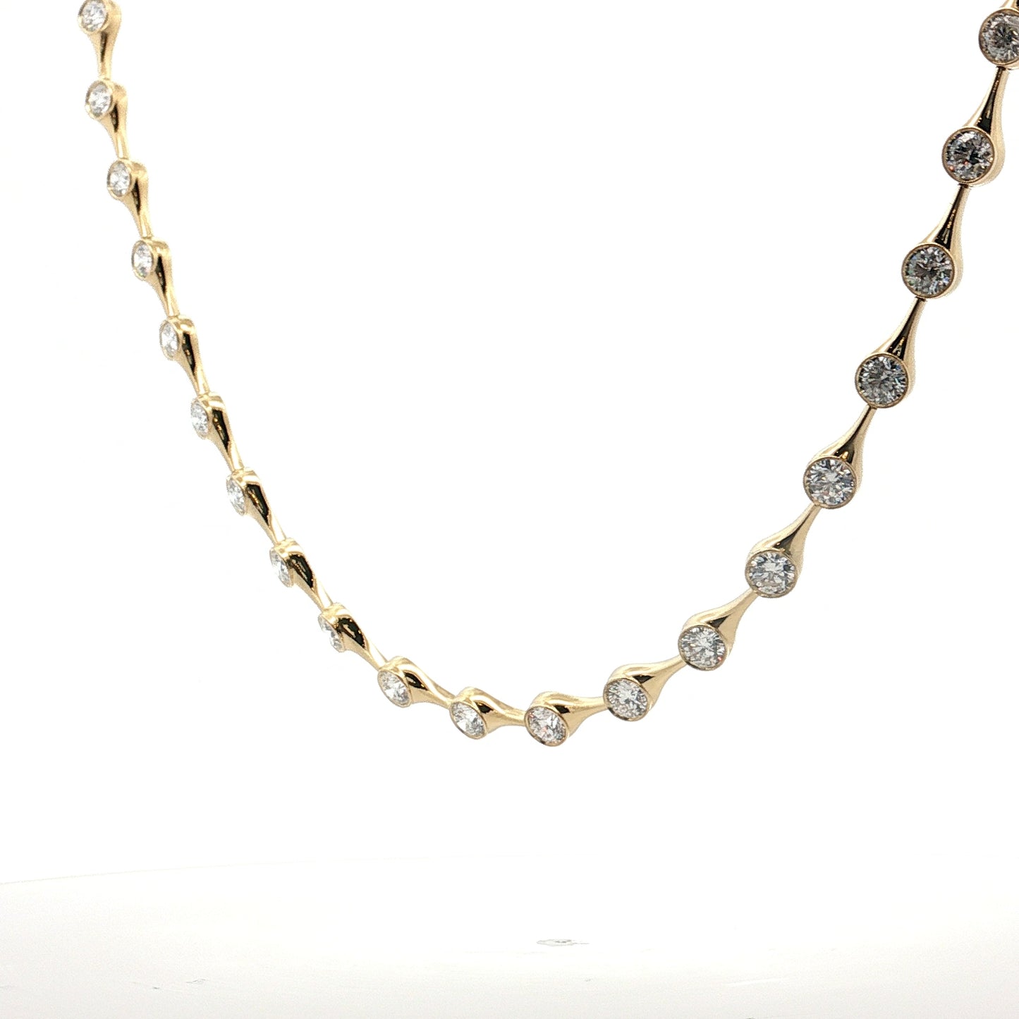 12 Carat Bezel Diamond Necklace 18k Yellow Gold