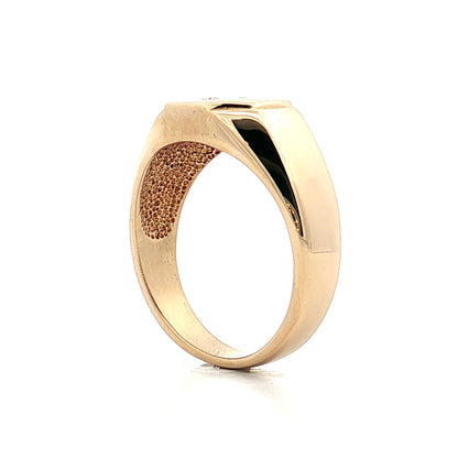 .20 Vintage Mens Diamond Signet Ring 14k Yellow Gold