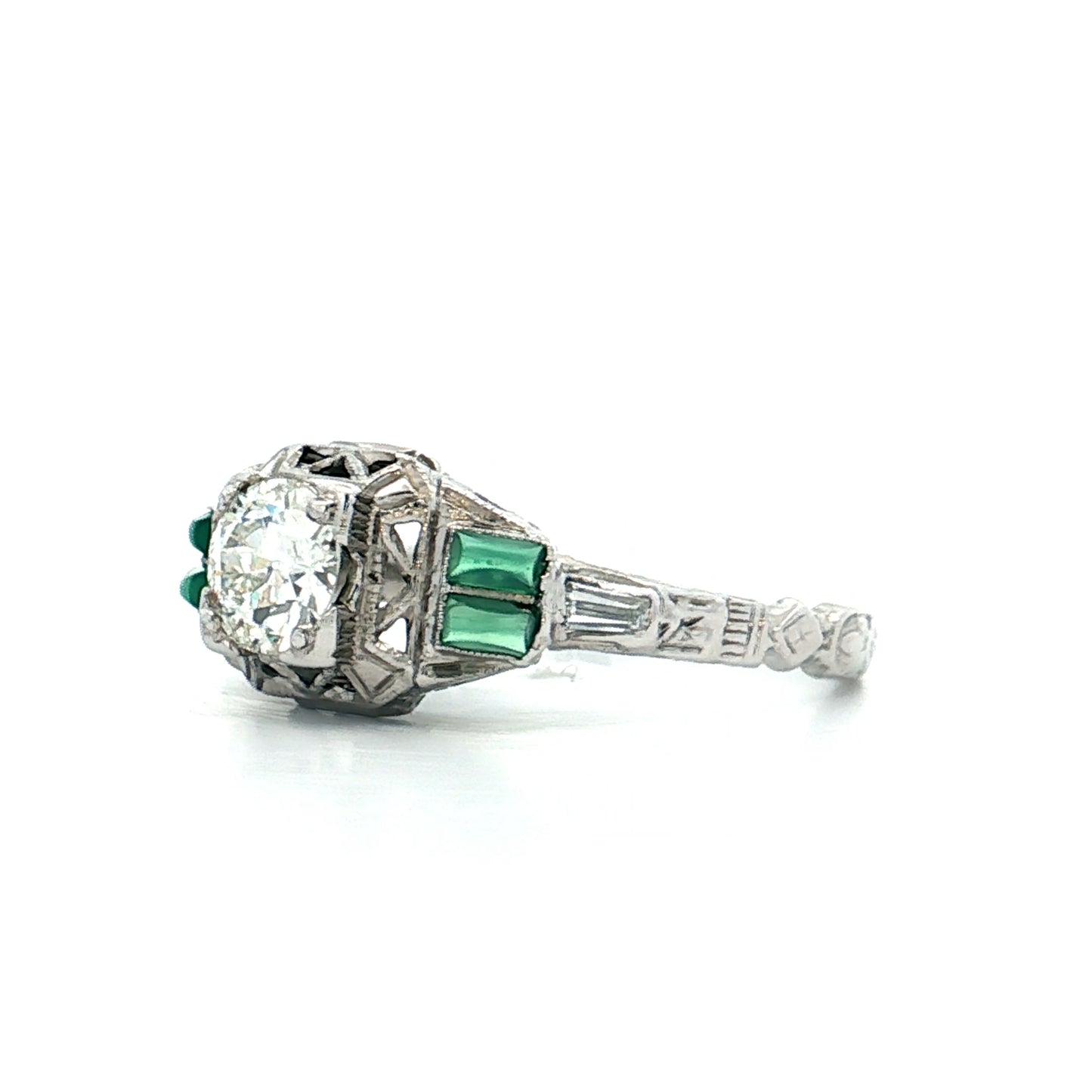 .50 Antique Art Deco Diamond Engagement Ring 18k