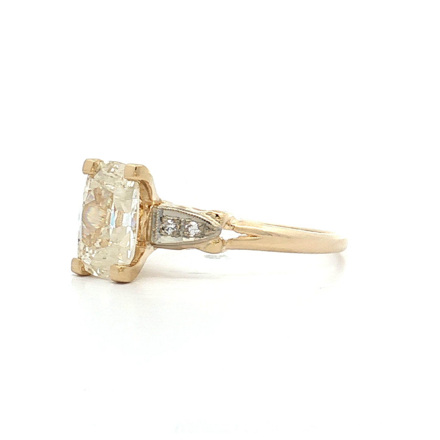 1.21 Vintage Old Mine Cushion Diamond Engagement Ring 14k