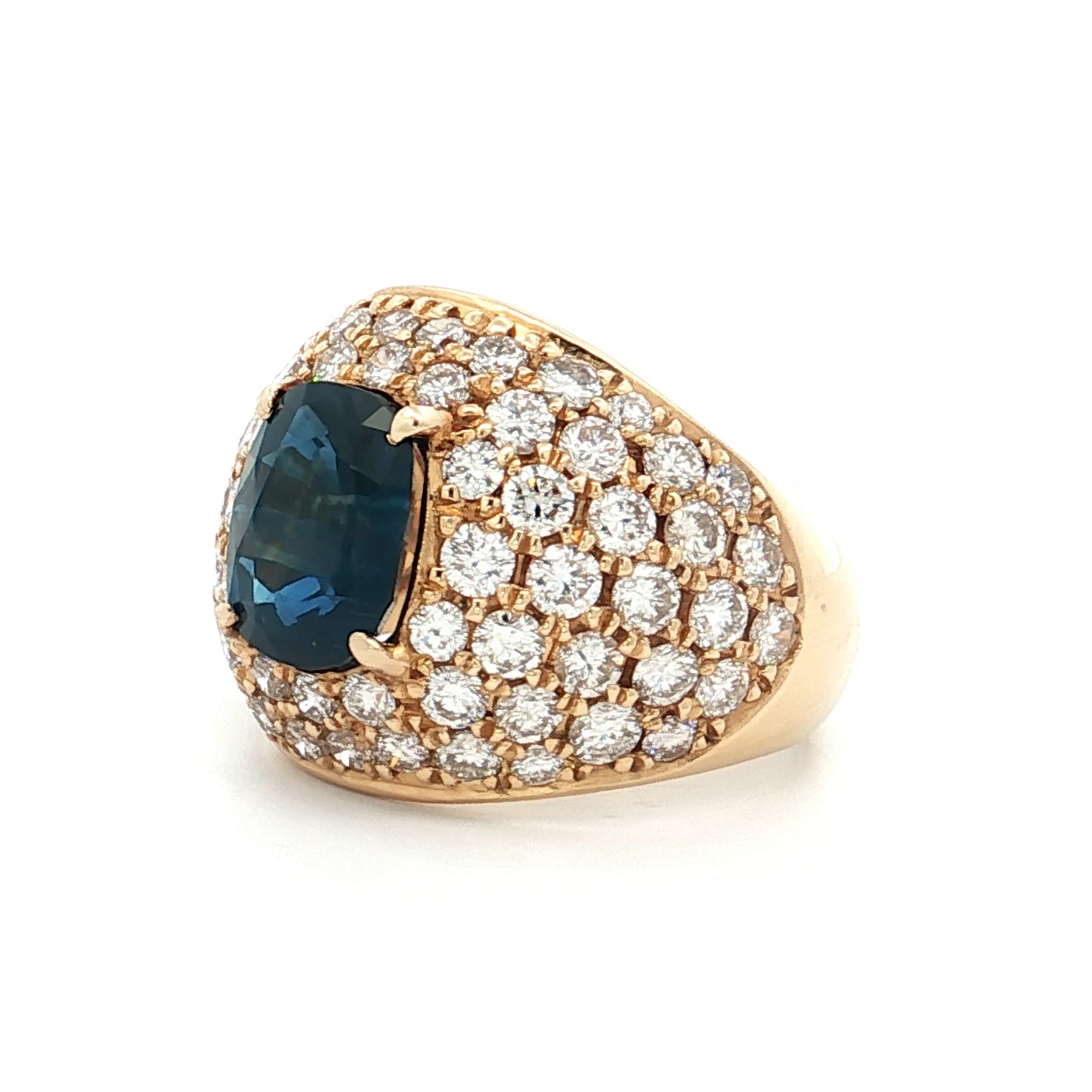 2.45 Blue Sapphire & Diamond Cocktail Ring 18k