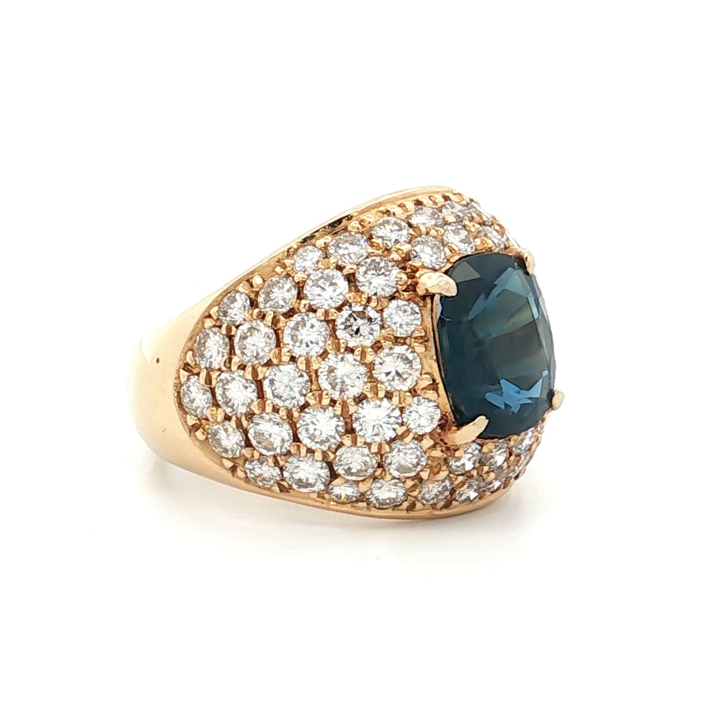 2.45 Blue Sapphire & Diamond Cocktail Ring 18k