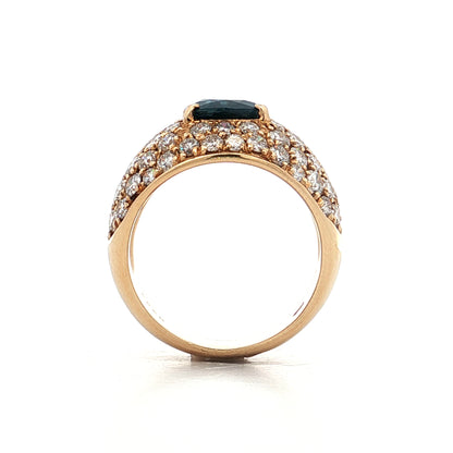 2.45 Blue Sapphire & Diamond Cocktail Ring 18k