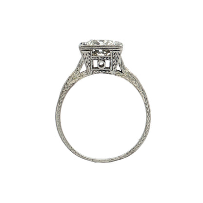 1.42 Antique Old European Diamond Engagement Ring Platinum
