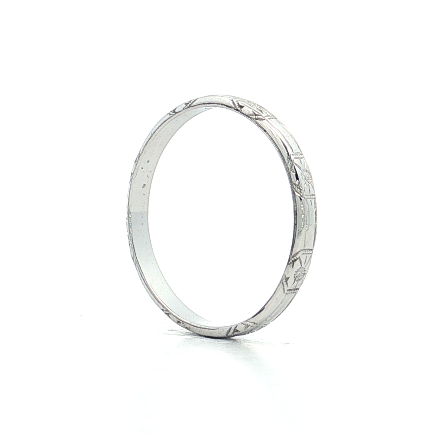 Vintage Art Deco Engraved Orange Blossom Band 18k