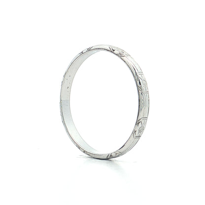 Vintage Art Deco Engraved Orange Blossom Band 18k