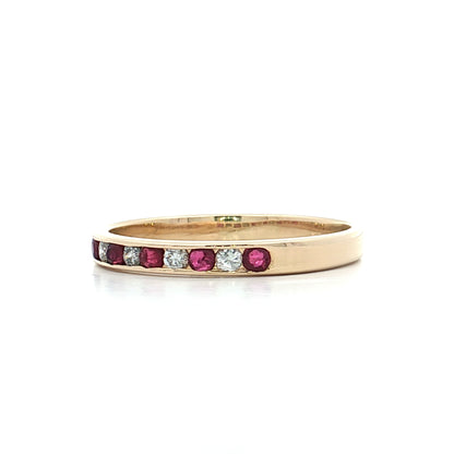 .42 Ruby & Diamond Wedding Band in 14k Yellow Gold