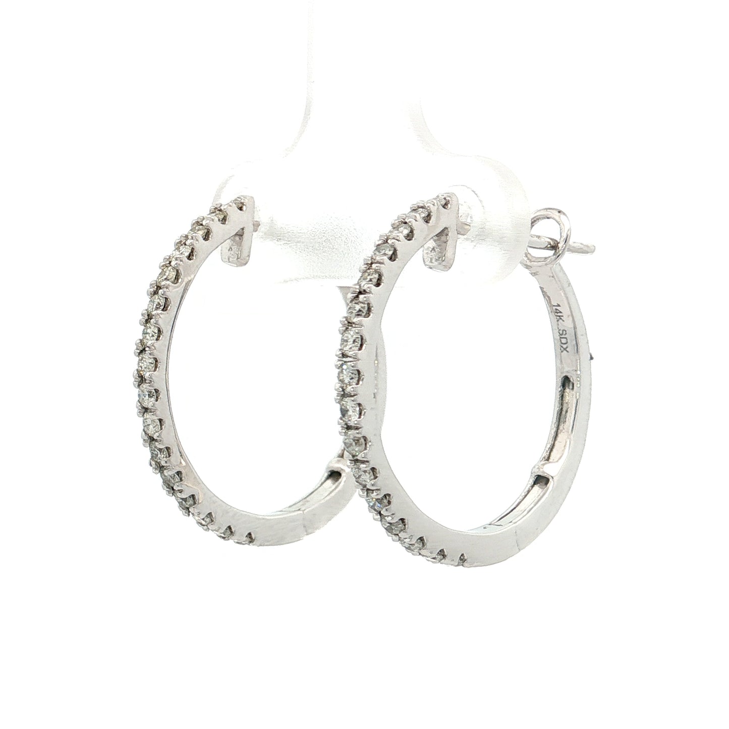 .50 Diamond Inside-Out Hoop Earrings 14k White Gold