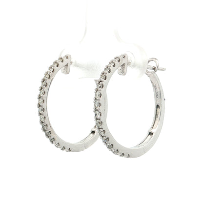 .50 Diamond Inside-Out Hoop Earrings 14k White Gold