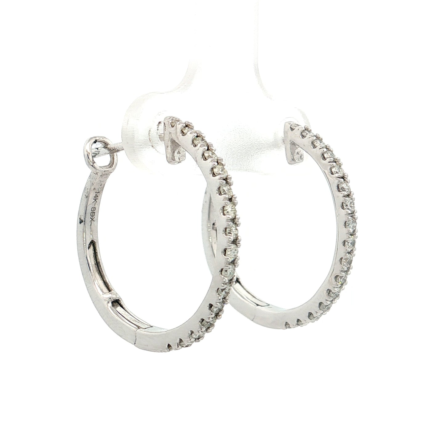 .50 Diamond Inside-Out Hoop Earrings 14k White Gold