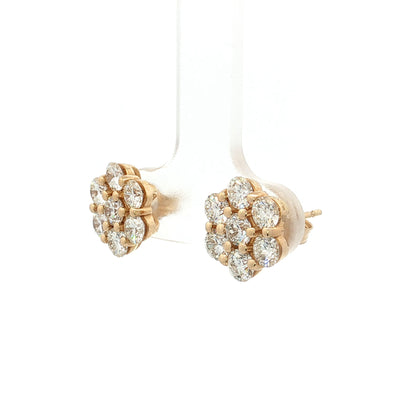 2 Carat Diamond Cluster Stud Earrings 14k